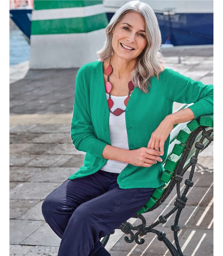 Cashmere Merino Classic V Neck Cardigan