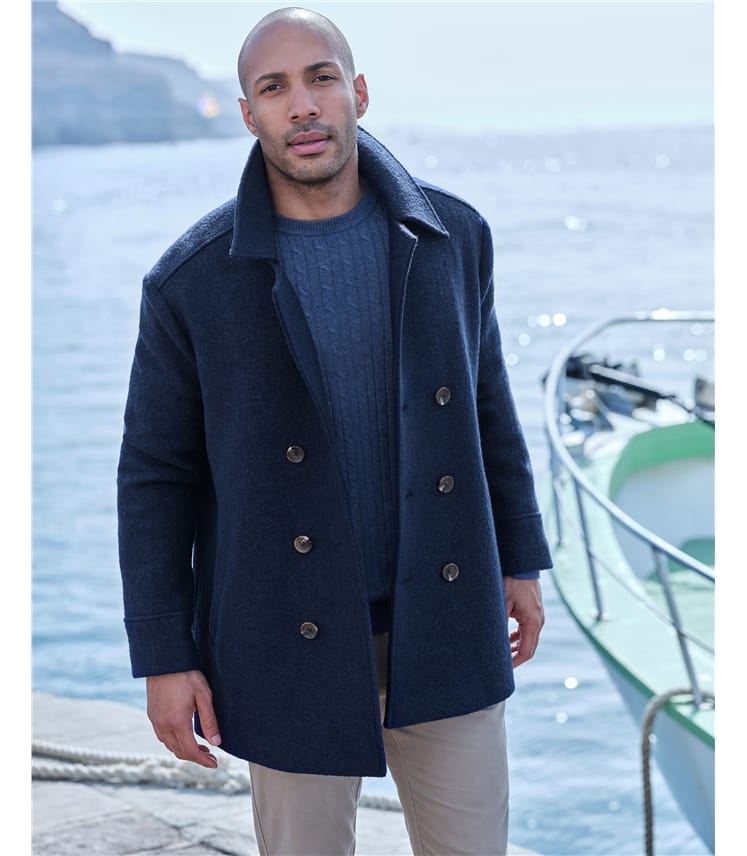 Navy | Boiled Wool Classic Peacoat | WoolOvers US