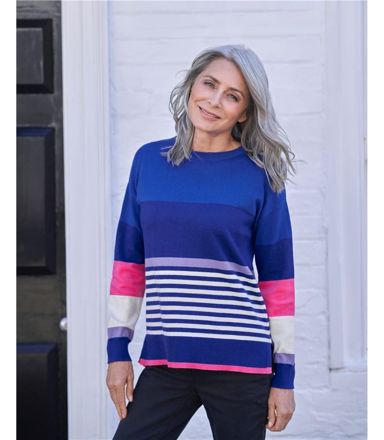 Color Block And Stripe Sweater