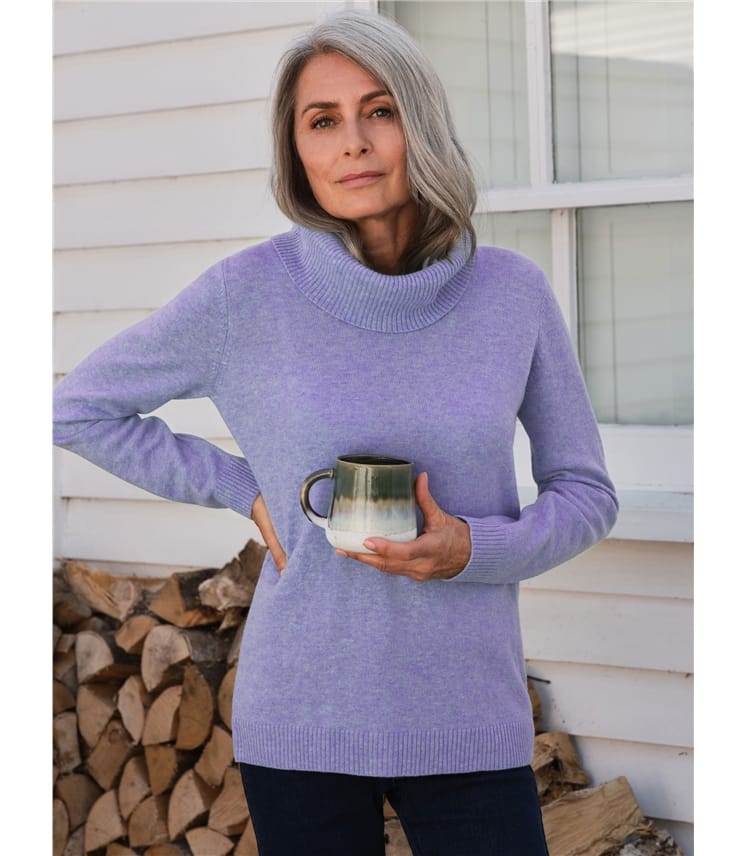Cashmere And Merino Long Sleeve Cowl Neck Sweater