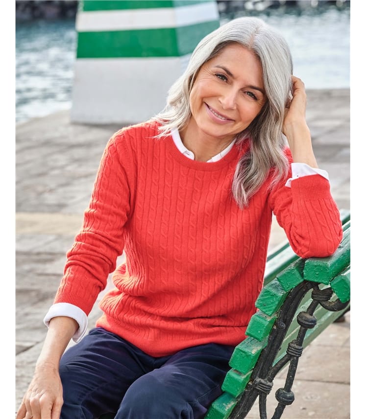 Pullover mit Rundhalsausschnitt aus Merinowolle und Kaschmir für Damen