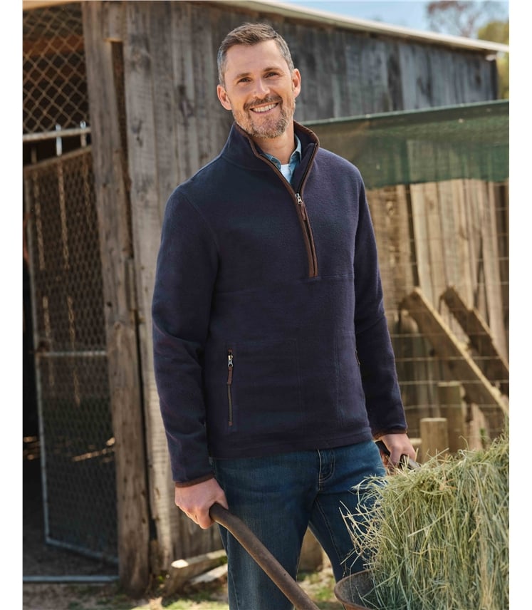 Fleece-Pullover mit kurzem Reißverschluss