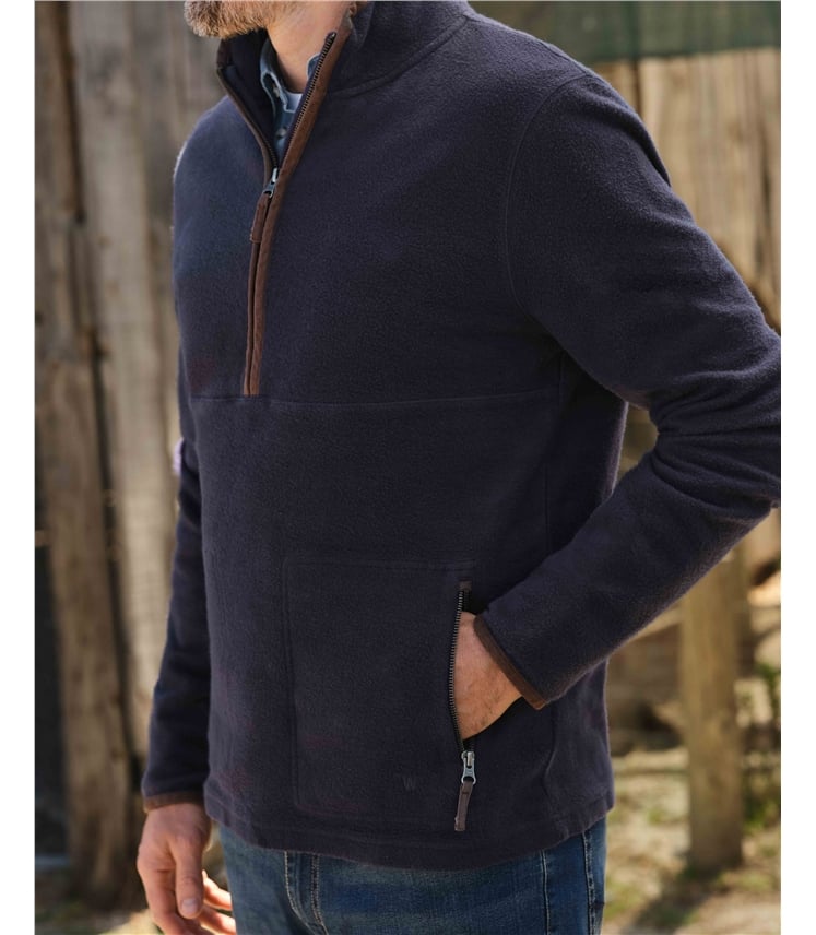 Fleece-Pullover mit kurzem Reißverschluss