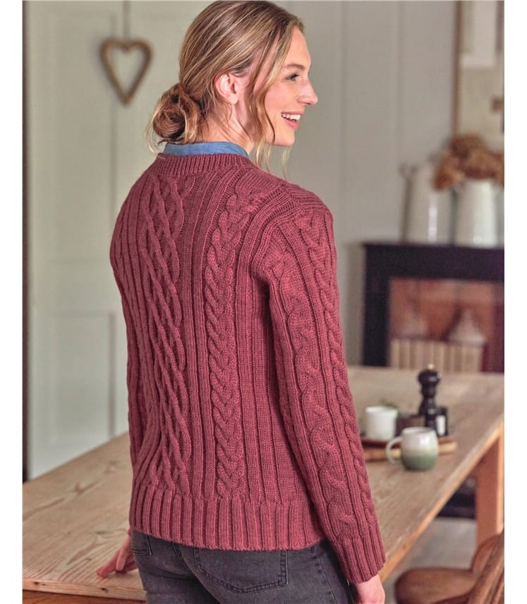 Aran-Pullover aus reiner Wolle mit Rundhalsausschnitt für Damen