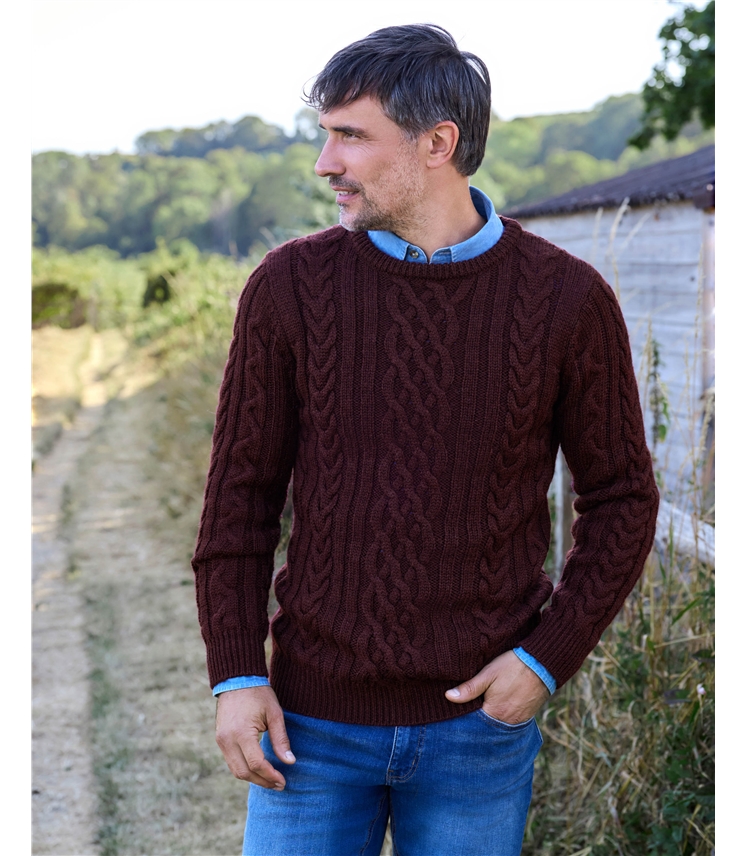 Pullover mit Aranmuster aus reiner Wolle für Herren
