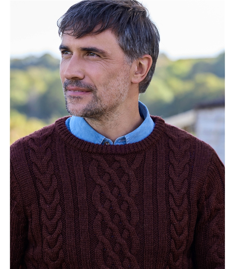 Pullover mit Aranmuster aus reiner Wolle für Herren