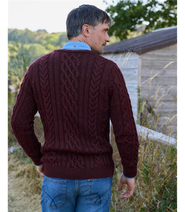Pullover mit Aranmuster aus reiner Wolle für Herren