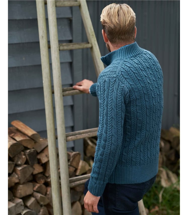 Pure Lambswool Cable Zip Through Cardigan