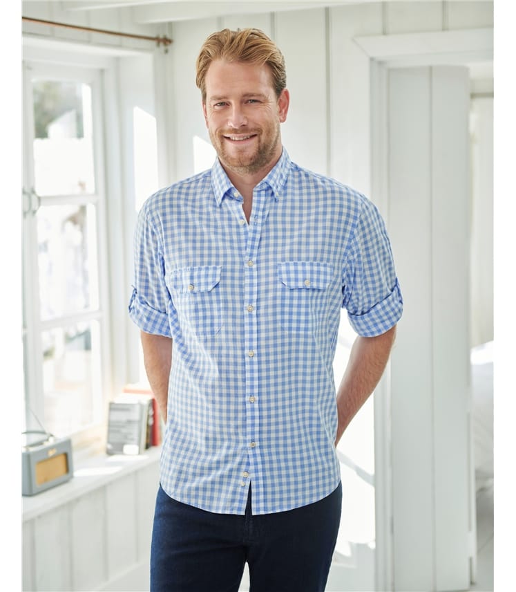 Relaxed Washed Poplin Gingham Shirt 