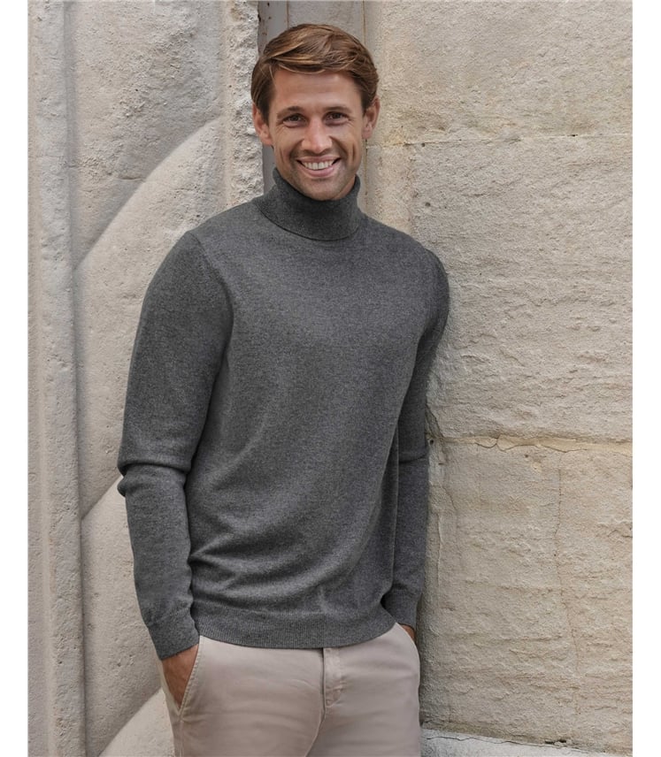 Mens Cashmere Roll Neck Sweater