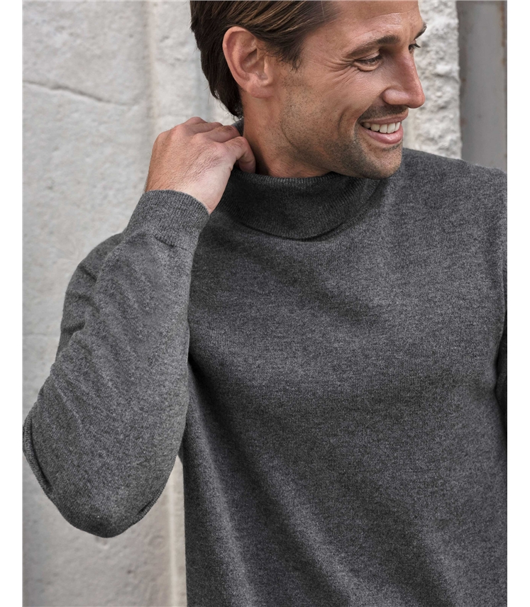 Mens Cashmere Roll Neck Sweater