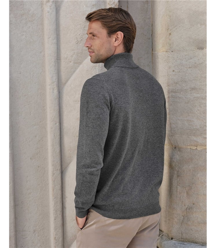 Charcoal Grey | Mens Cashmere Roll Neck Sweater | WoolOvers US