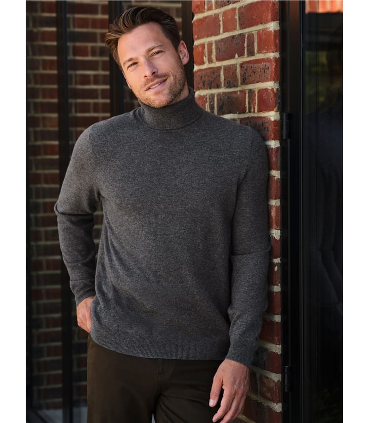 Mens Cashmere Roll Neck Sweater
