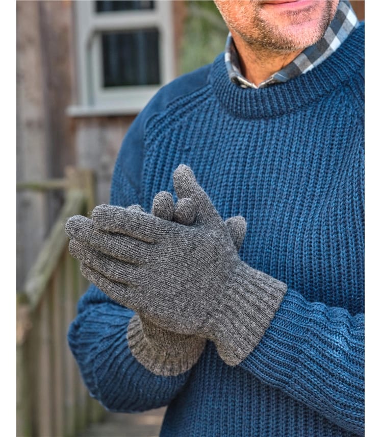 Charcoal | Mens Essential Pure Lambswool Gloves | WoolOvers UK