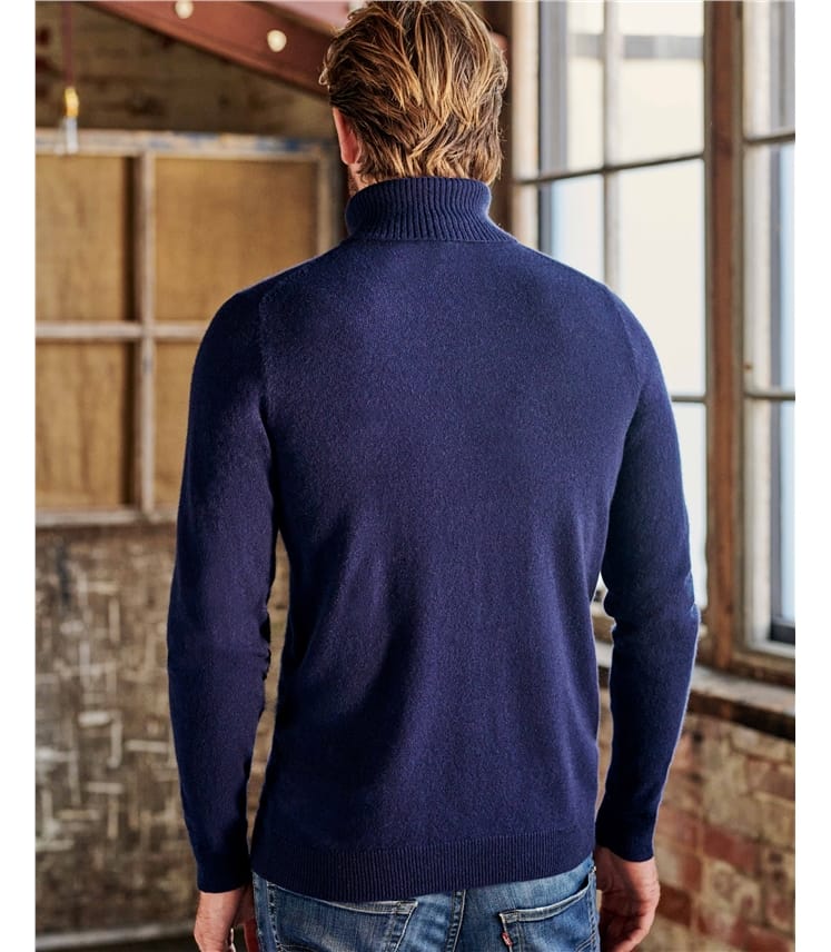 Navy | Pure Cashmere Polo Neck Jumper | WoolOvers AU