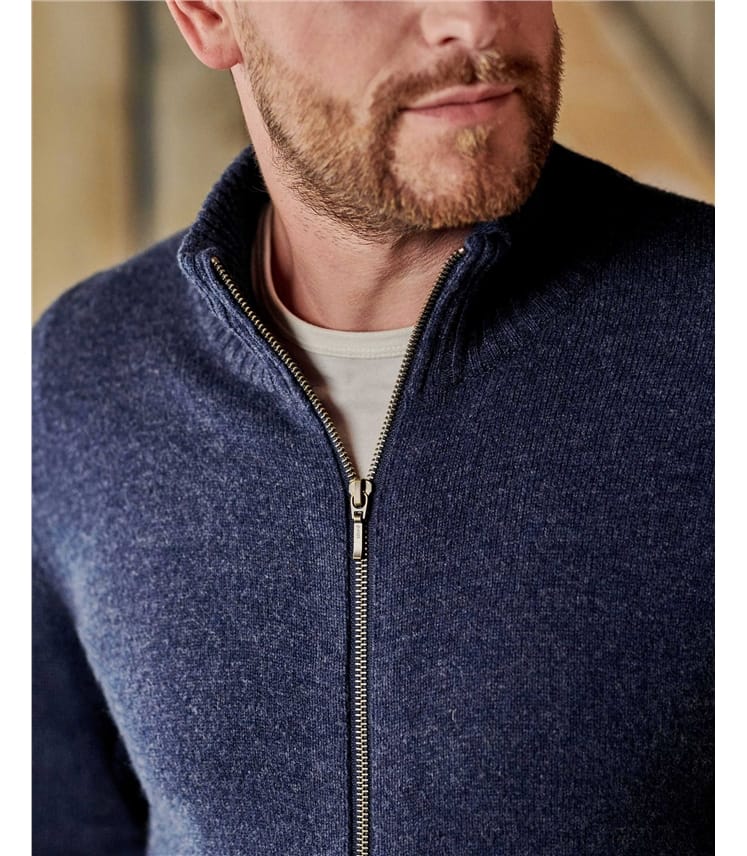 Mens Lambswool Lincoln Zipper Cardigan
