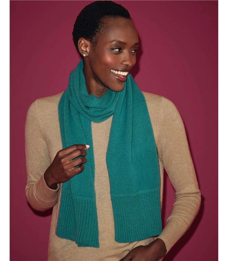 Green Pure Cashmere Scarf WoolOvers UK