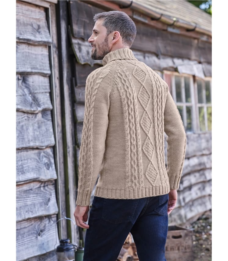 Cable Knit Turtle Neck Sweater - Aran Sweaters Direct