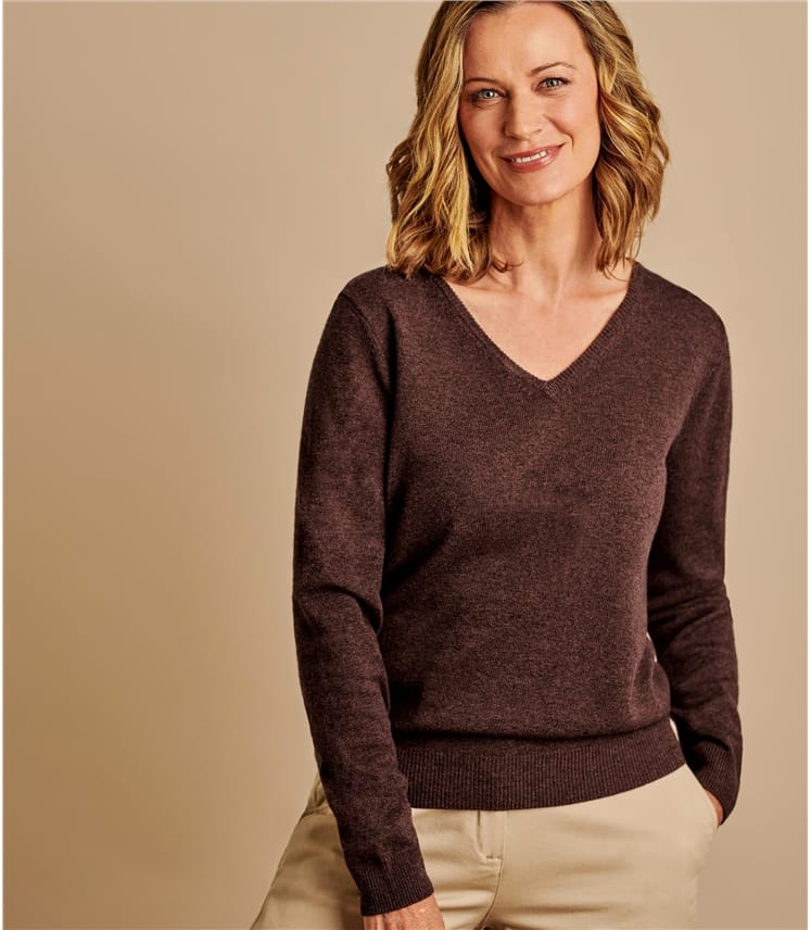 Womens Cashmere and Merino V Neck Knitted Sweater Womens Cashmere and Merino V Neck Knitted Sweater