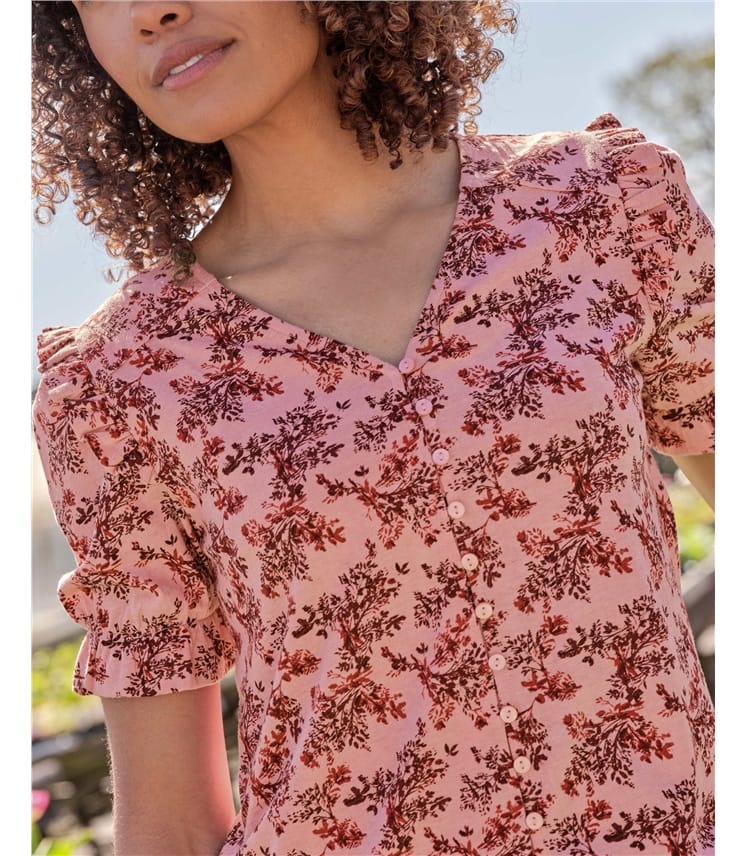Frill Sleeve Printed Top
