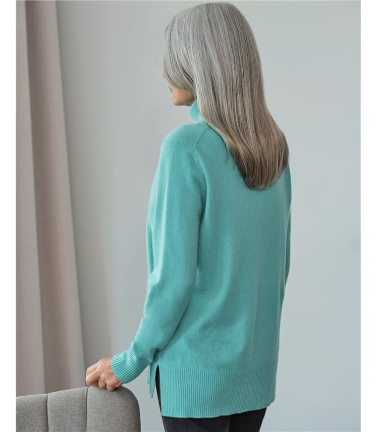 Luxurious Cashmere Boxy Polo Neck Jumper