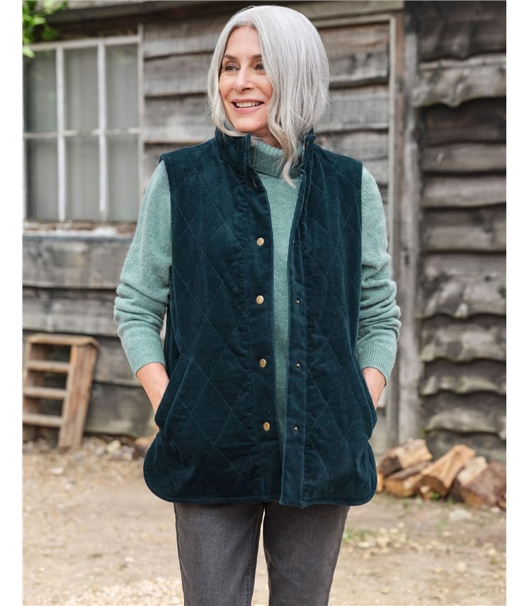 Soft Quilted Reversible Cord Gilet