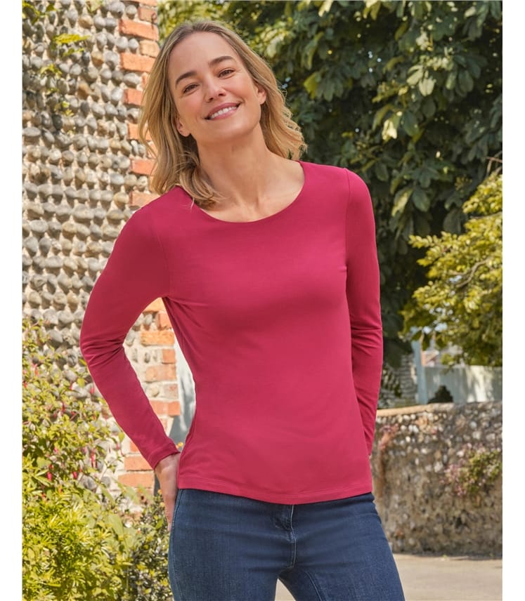 Jersey Double Front Round Neck Top