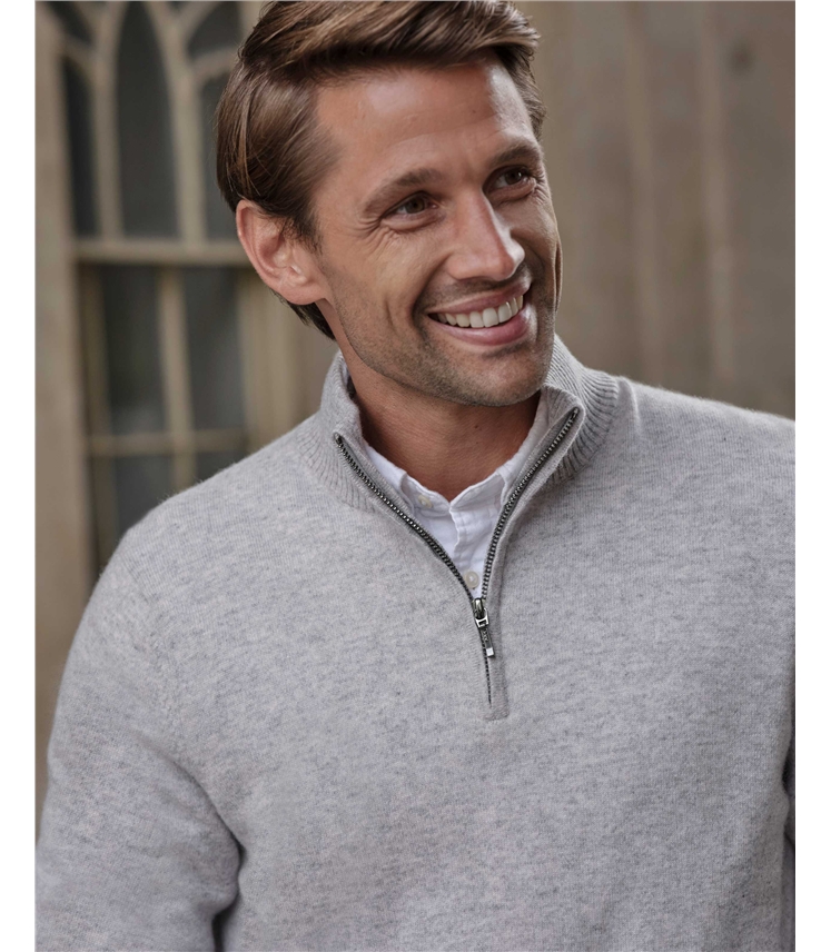 Mens Cashmere Zip Neck Sweater