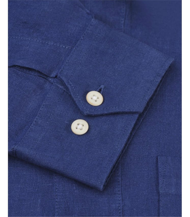 Cobalt | Long Sleeve Popover Shirt | WoolOvers UK