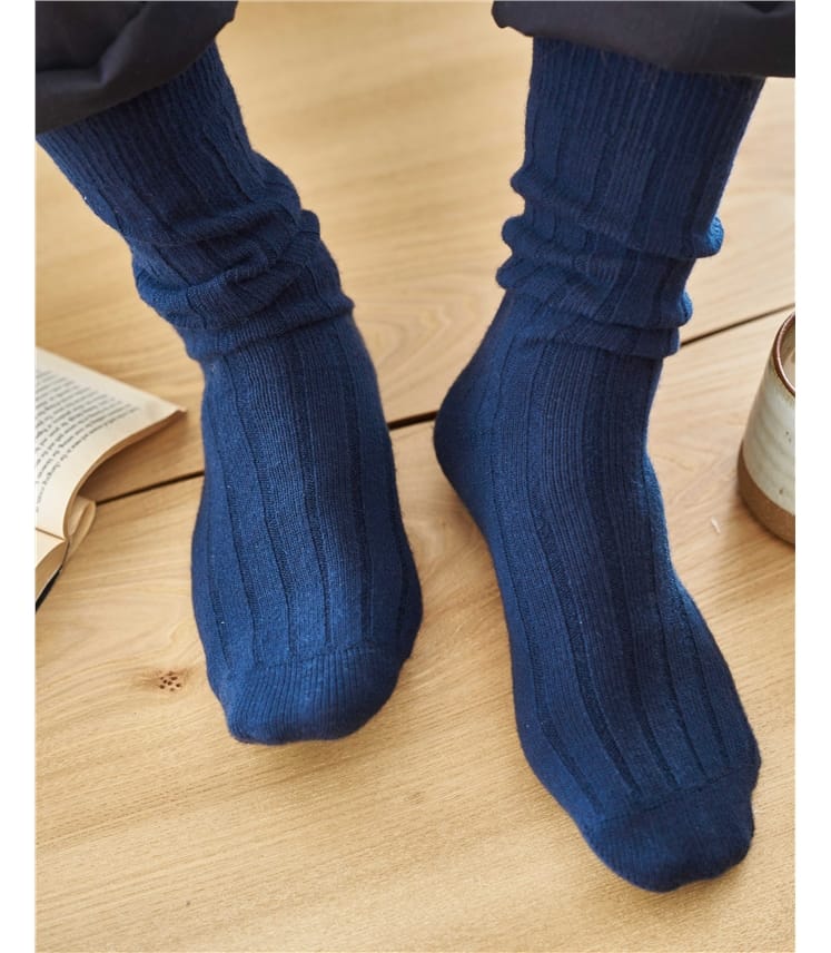 Navy | Mens Cashmere Socks | WoolOvers UK