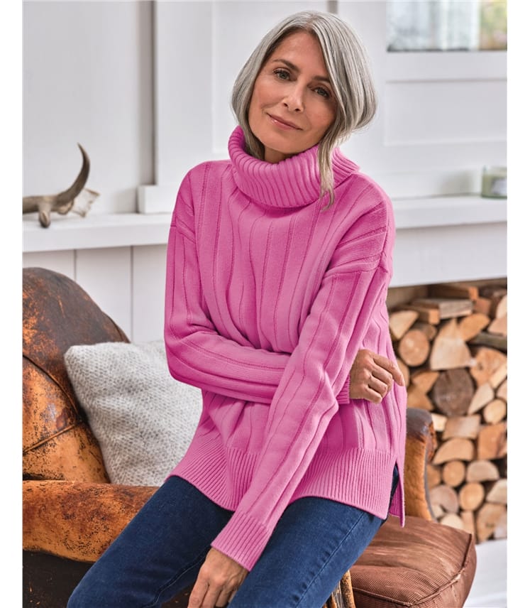 Roll neck pink store jumper