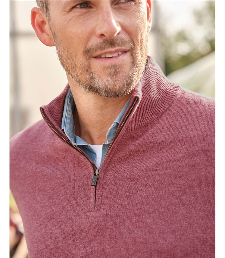 Cashmere and Merino Zip Neck Jumper