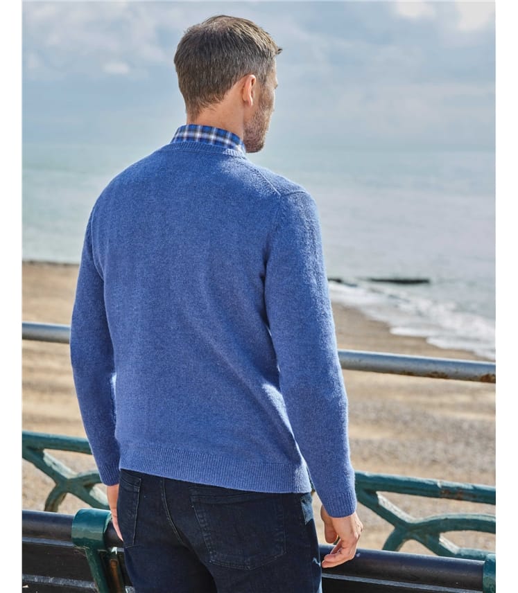 Chelsea Blue | Lambswool Classic Crew | WoolOvers UK