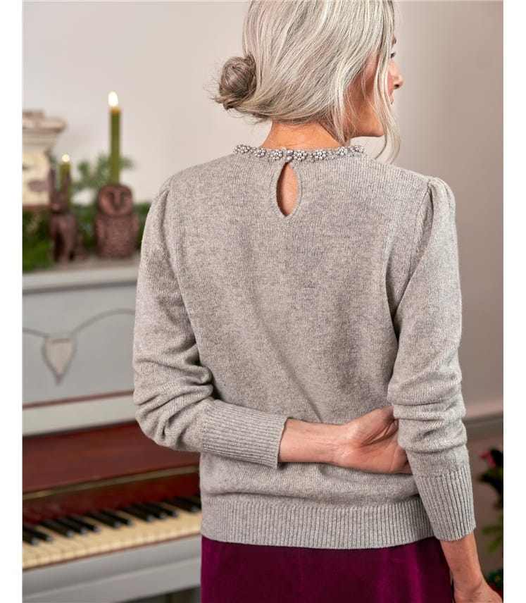 Embellished Neck Sweater