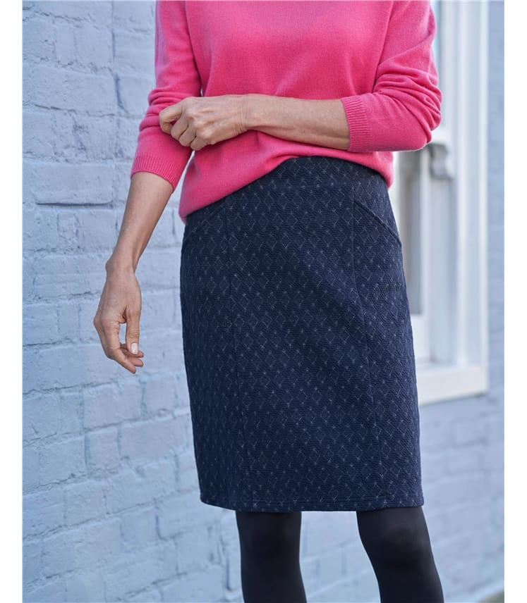 Jacquard Textured Pull On Jersey Skirt
