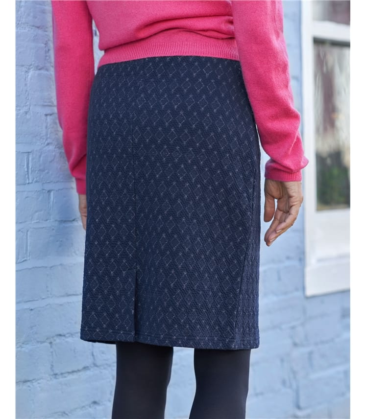 Jacquard Textured Pull On Jersey Skirt