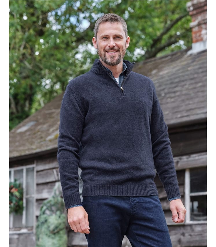 Mens Lambswool Zip Neck Jumper