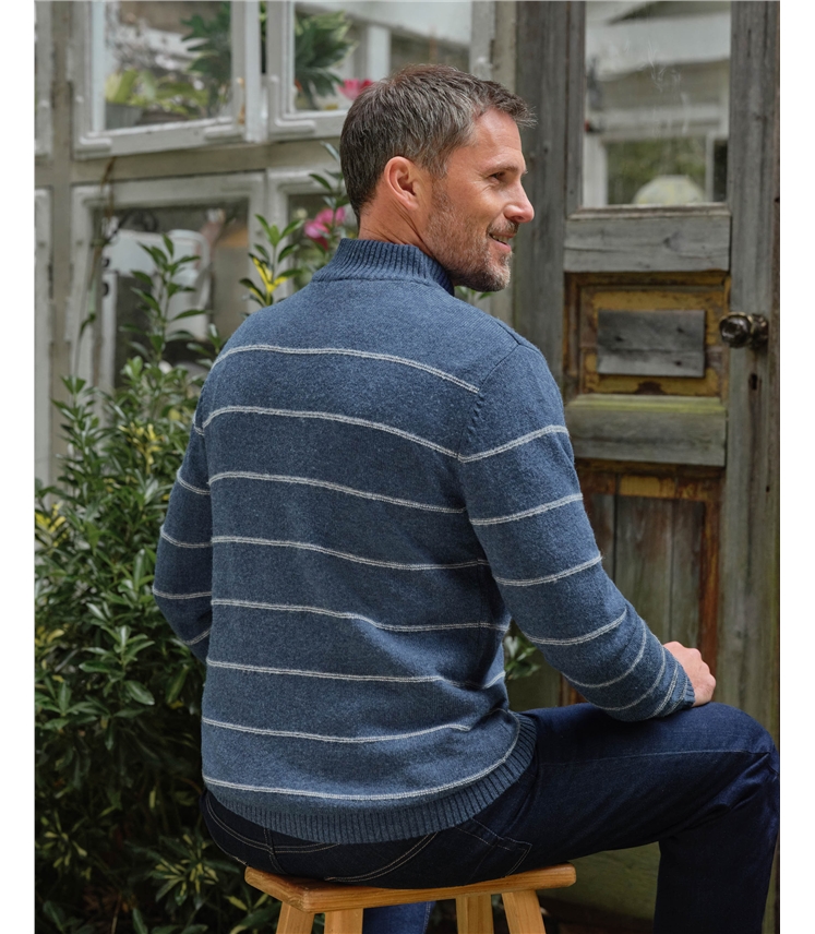 Mono Stripe Button Neck Jumper