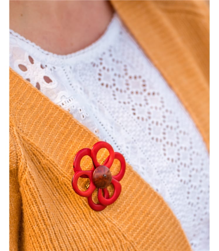 Tagua Flower Brooch