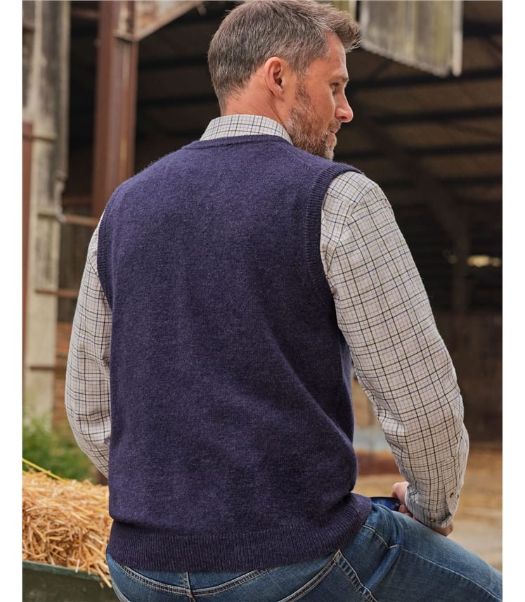 Fig Purple Mens Classic Lambswool Vest WoolOvers US