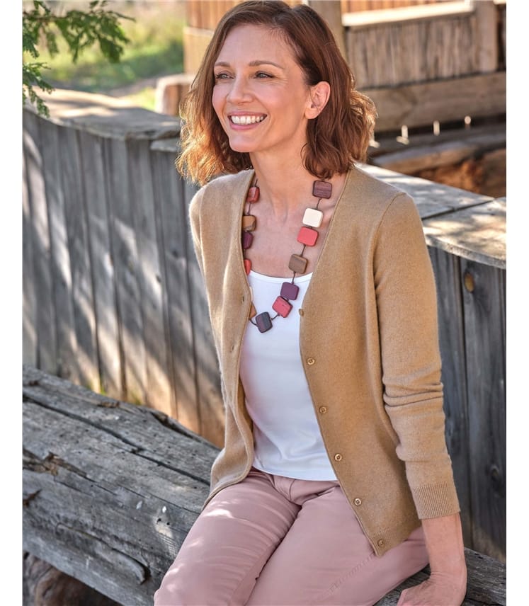 Cashmere Merino Classic V Neck Cardigan
