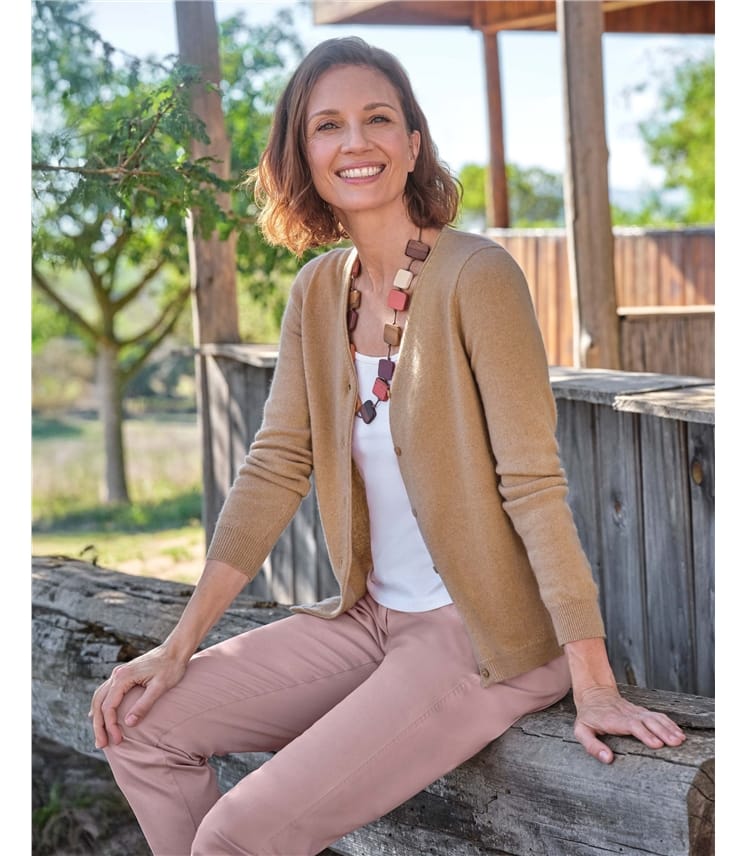 Cashmere Merino Classic V Neck Cardigan