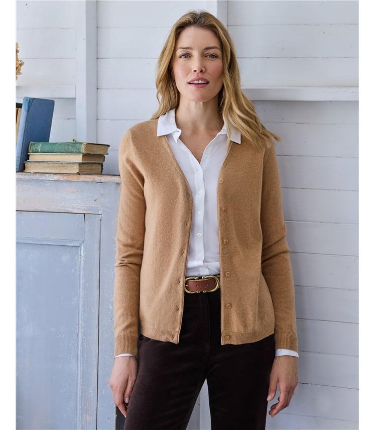 Cashmere Merino Classic V Neck Cardigan