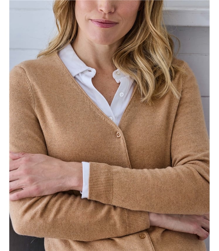Cashmere Merino Classic V Neck Cardigan