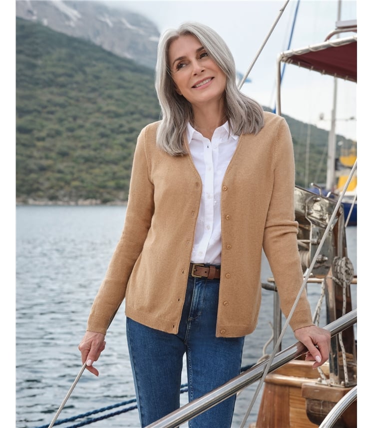 Cashmere Merino Classic V Neck Cardigan