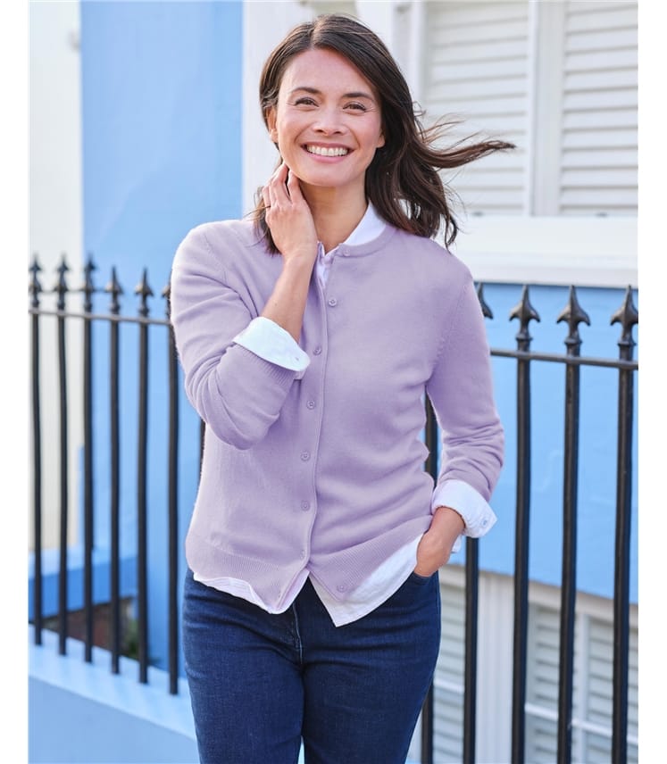 Cardigan classique à col rond - Femme - Cachemire & Mérinos