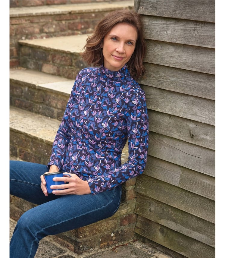 Jersey Slim Polo Neck Top