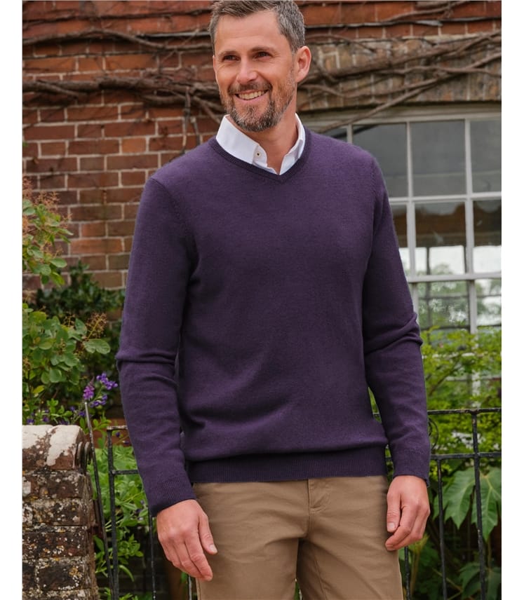 Cashmere & Merino Classic V Neck Knitted Jumper