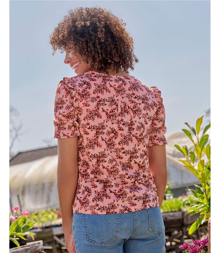 Frill Sleeve Printed Top