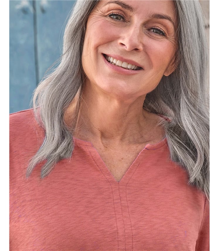 Long Sleeve Notch Neck Top